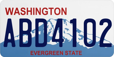WA license plate ABD4102