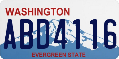 WA license plate ABD4116