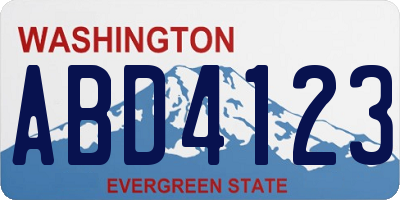 WA license plate ABD4123