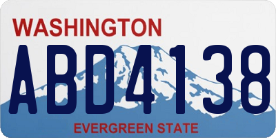 WA license plate ABD4138