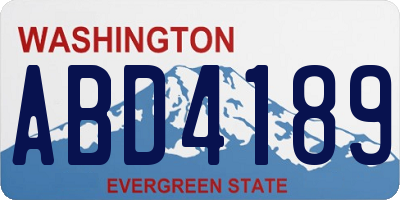 WA license plate ABD4189