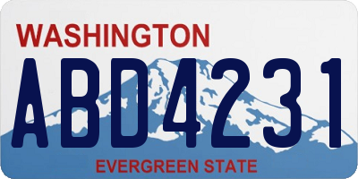 WA license plate ABD4231
