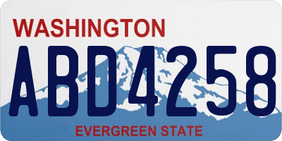 WA license plate ABD4258