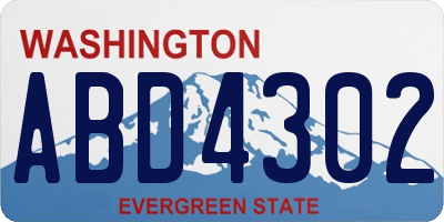 WA license plate ABD4302
