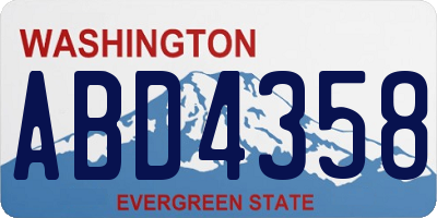 WA license plate ABD4358