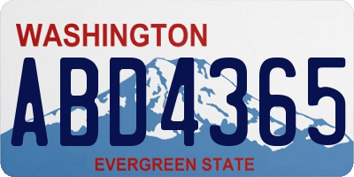 WA license plate ABD4365