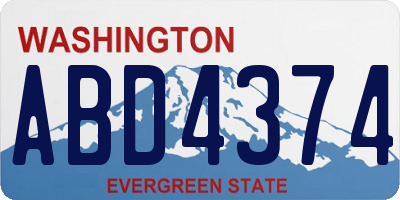 WA license plate ABD4374