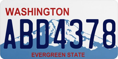 WA license plate ABD4378