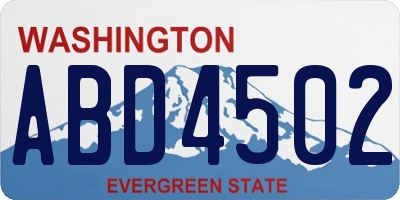 WA license plate ABD4502