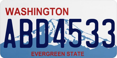 WA license plate ABD4533
