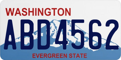 WA license plate ABD4562