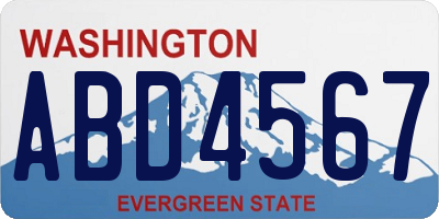 WA license plate ABD4567