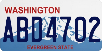 WA license plate ABD4702