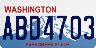 WA license plate ABD4703