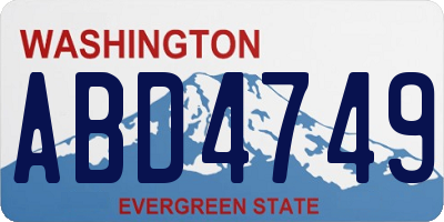 WA license plate ABD4749