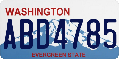 WA license plate ABD4785