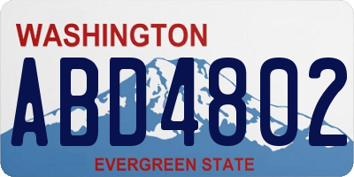 WA license plate ABD4802