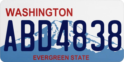 WA license plate ABD4838