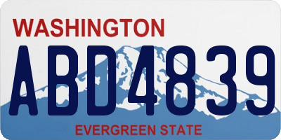 WA license plate ABD4839