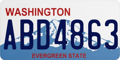 WA license plate ABD4863