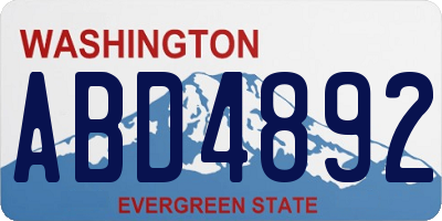 WA license plate ABD4892