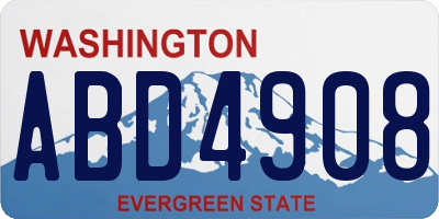 WA license plate ABD4908