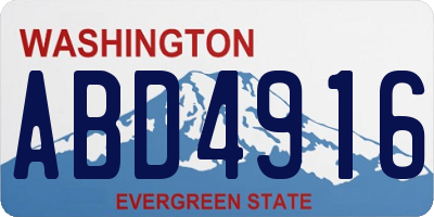 WA license plate ABD4916