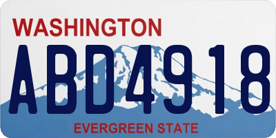 WA license plate ABD4918