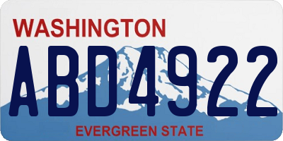 WA license plate ABD4922
