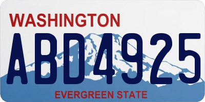 WA license plate ABD4925