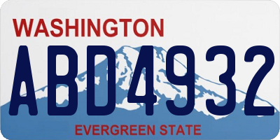 WA license plate ABD4932