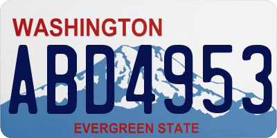 WA license plate ABD4953