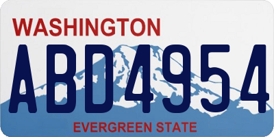 WA license plate ABD4954