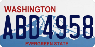 WA license plate ABD4958
