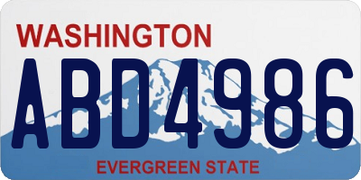 WA license plate ABD4986