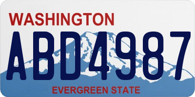 WA license plate ABD4987
