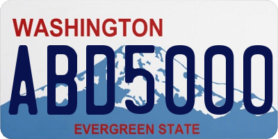 WA license plate ABD5000