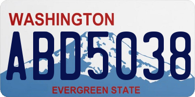 WA license plate ABD5038