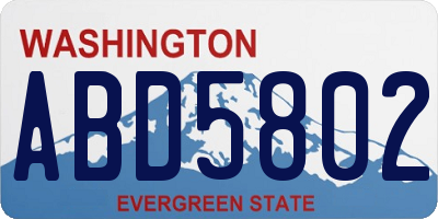 WA license plate ABD5802