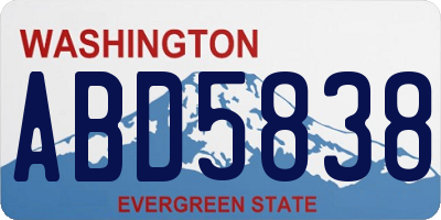 WA license plate ABD5838