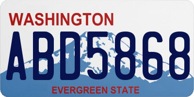 WA license plate ABD5868