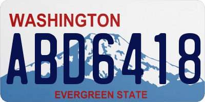 WA license plate ABD6418