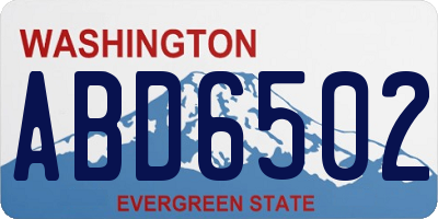 WA license plate ABD6502