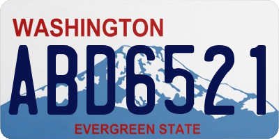 WA license plate ABD6521