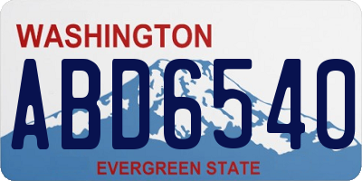 WA license plate ABD6540