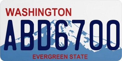 WA license plate ABD6700