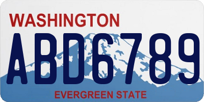 WA license plate ABD6789