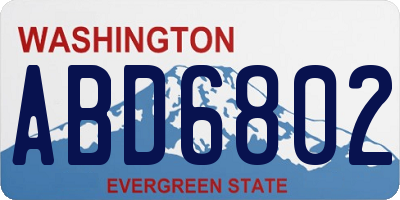 WA license plate ABD6802