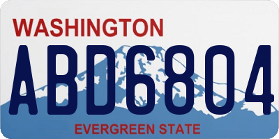 WA license plate ABD6804