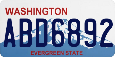 WA license plate ABD6892